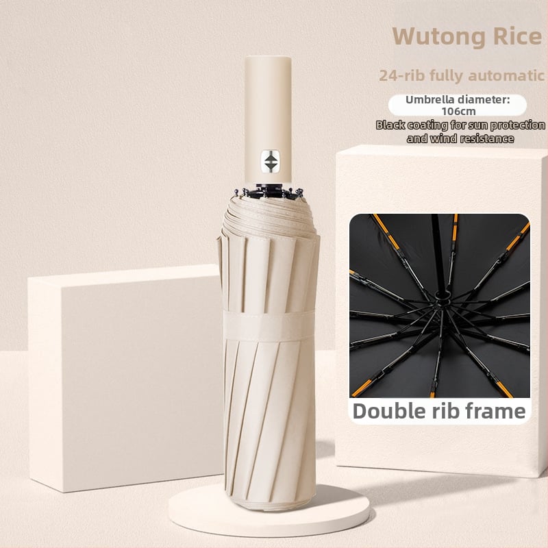 Пълноавтоматичен чадър с 12 ламели от сплав, удебелен и увеличен, 210T плат, UPF>50 слънцезащита, сгъваем дизайн