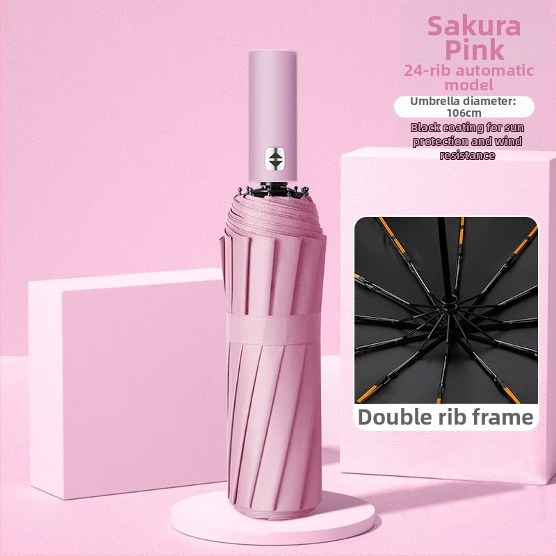 Пълноавтоматичен чадър с 12 ламели от сплав, удебелен и увеличен, 210T плат, UPF>50 слънцезащита, сгъваем дизайн