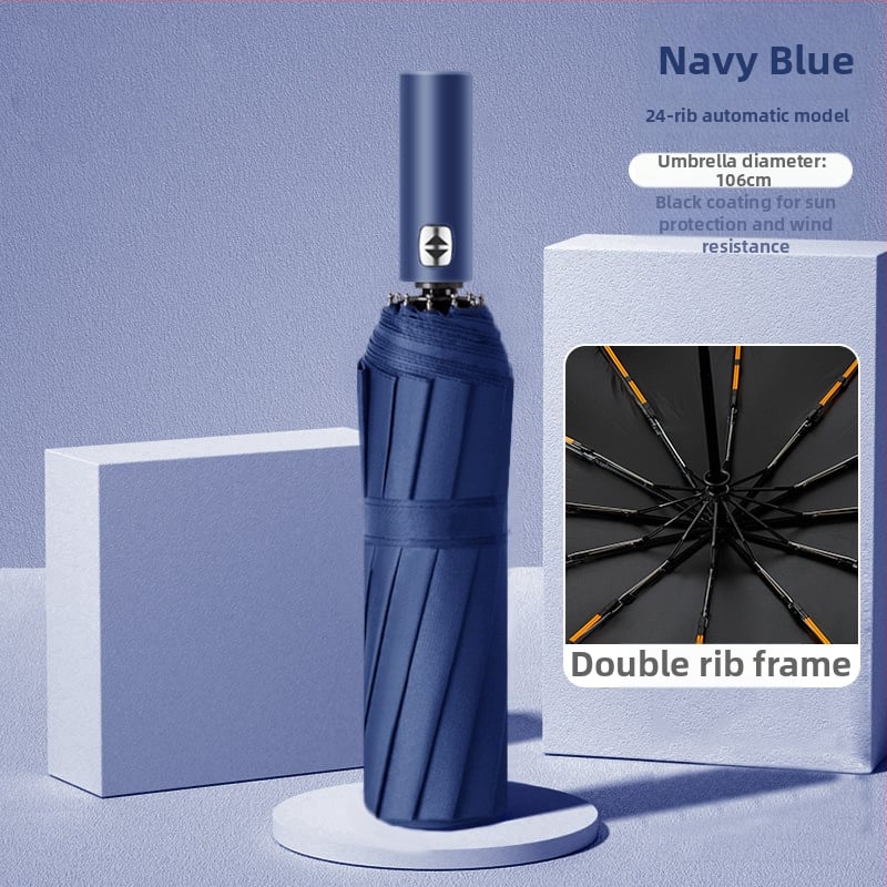 Пълноавтоматичен чадър с 12 ламели от сплав, удебелен и увеличен, 210T плат, UPF>50 слънцезащита, сгъваем дизайн