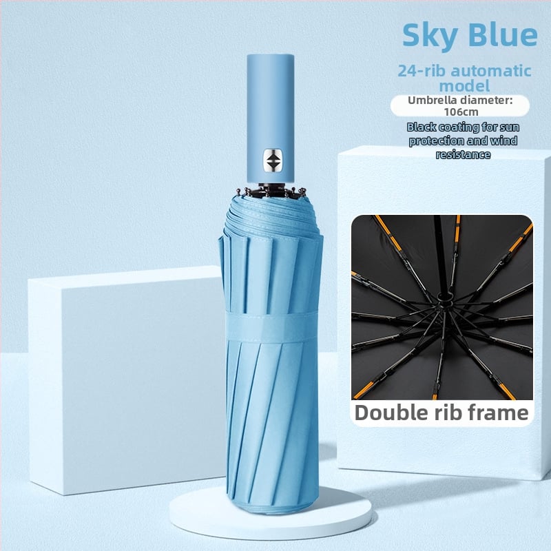 Пълноавтоматичен чадър с 12 ламели от сплав, удебелен и увеличен, 210T плат, UPF>50 слънцезащита, сгъваем дизайн