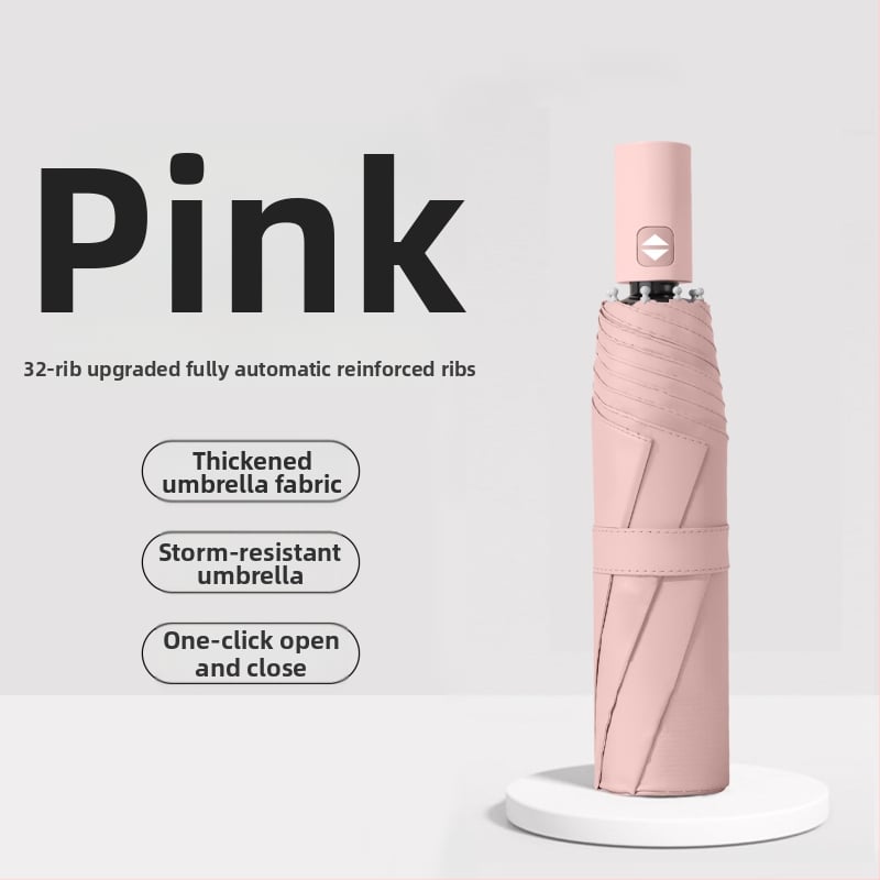 Пълноавтоматичен чадър с 12 ламели от сплав, удебелен и увеличен, 210T плат, UPF>50 слънцезащита, сгъваем дизайн