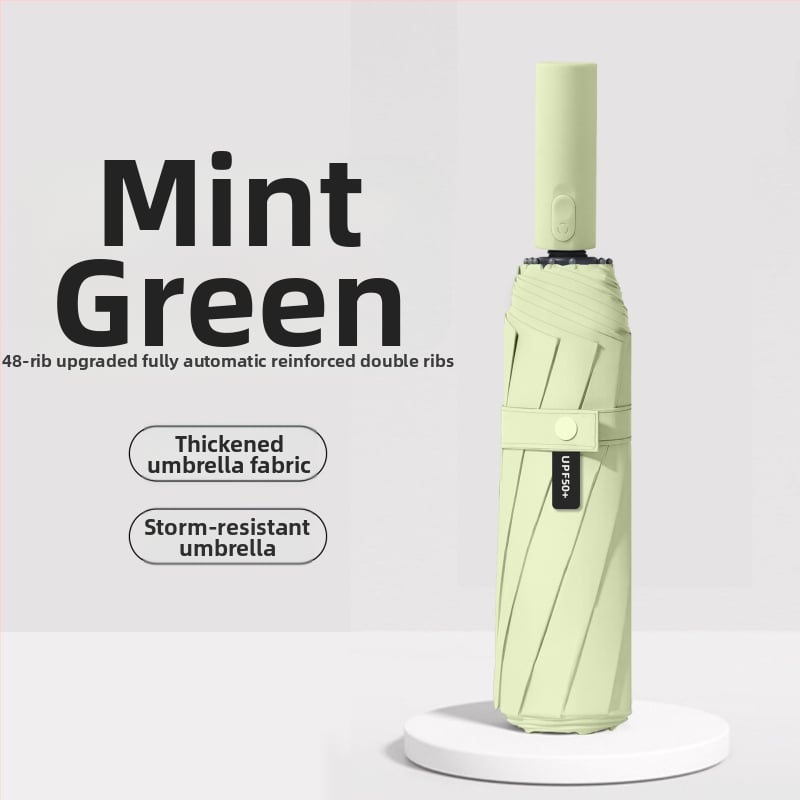 Пълноавтоматичен чадър с 12 ламели от сплав, удебелен и увеличен, 210T плат, UPF>50 слънцезащита, сгъваем дизайн