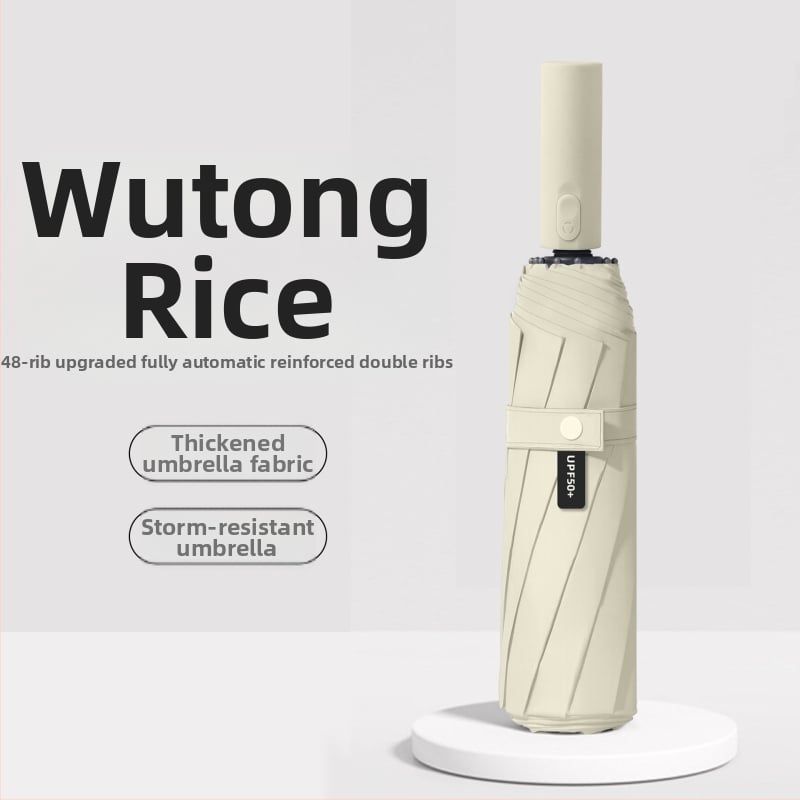 Пълноавтоматичен чадър с 12 ламели от сплав, удебелен и увеличен, 210T плат, UPF>50 слънцезащита, сгъваем дизайн