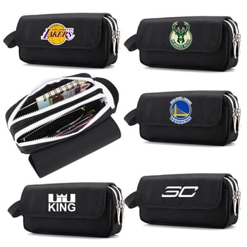 Пенал за моливи с баскетболни звезди Коби, Къри и Джеймс – Oxford платно; Персонализация; Печатано лого; За баскетбол