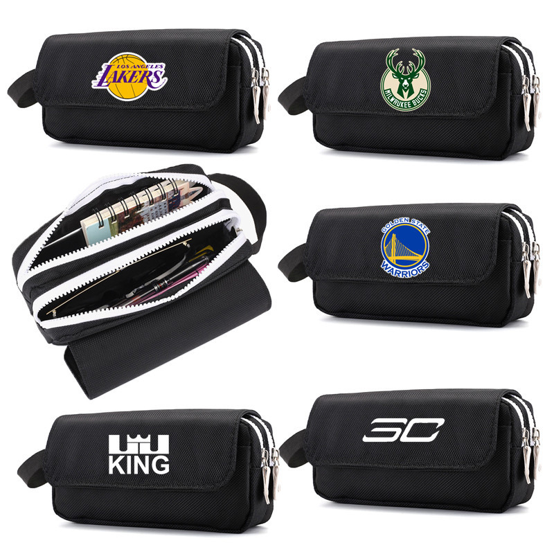 Пенал за моливи с баскетболни звезди Коби, Къри и Джеймс – Oxford платно; Персонализация; Печатано лого; За баскетбол