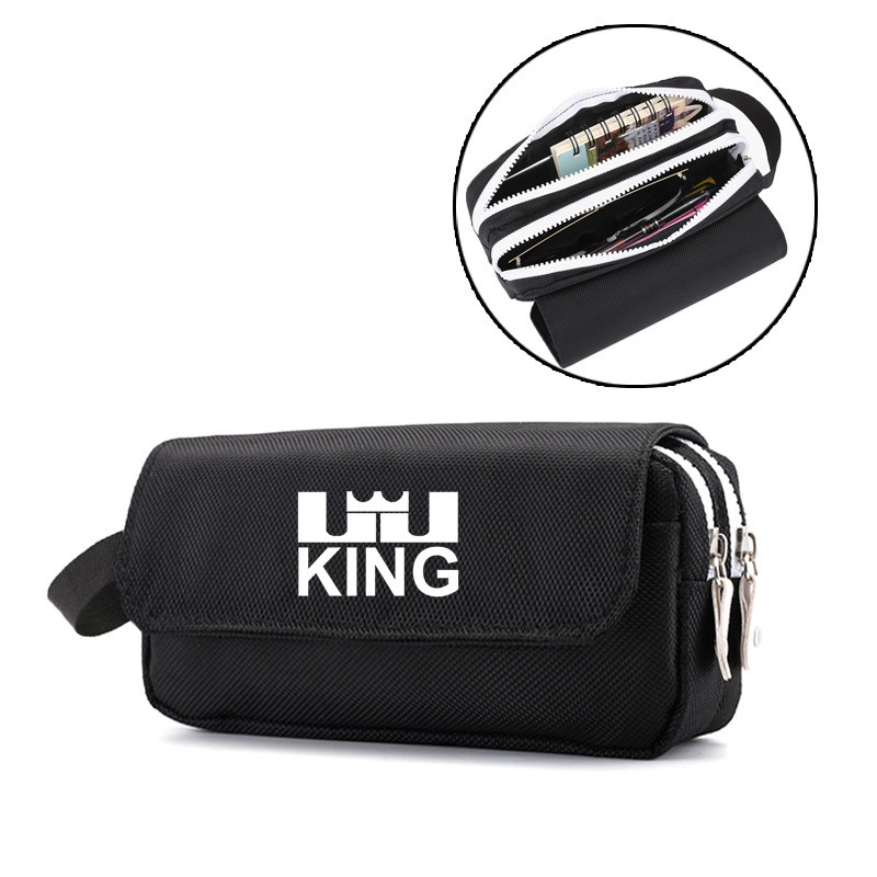 Пенал за моливи с баскетболни звезди Коби, Къри и Джеймс – Oxford платно; Персонализация; Печатано лого; За баскетбол