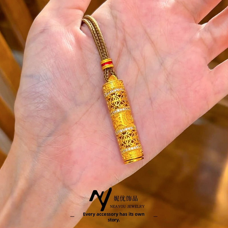 Бронзова верижка с геометричен дизайн, Niyou Jewelry, електроплатен завършек, нов китайски стил (литературно ретро)