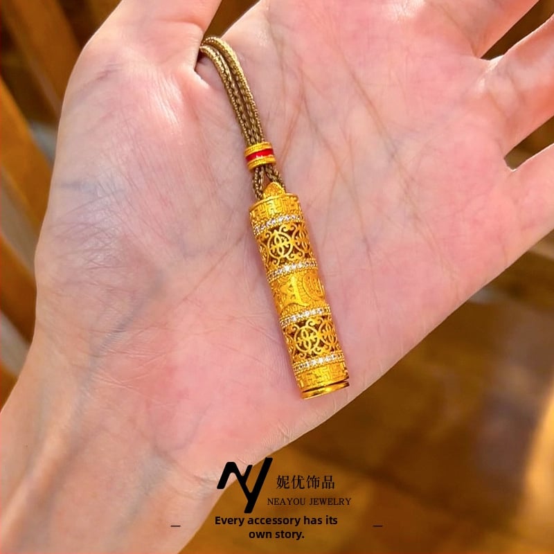 Бронзова верижка с геометричен дизайн, Niyou Jewelry, електроплатен завършек, нов китайски стил (литературно ретро)