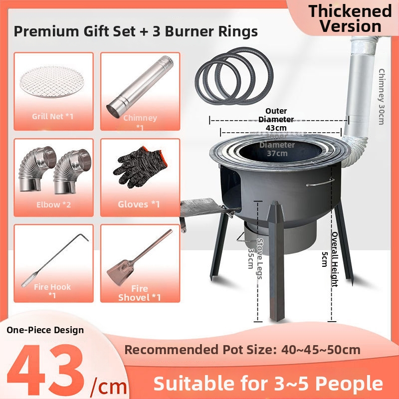 Mini pec na drevo s hrubými stenami, prenášateľná, nový model od Powerful Factory