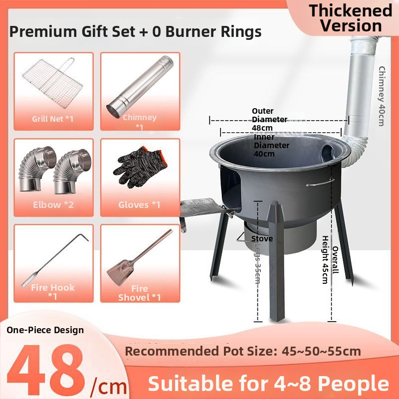 Mini pec na drevo s hrubými stenami, prenášateľná, nový model od Powerful Factory