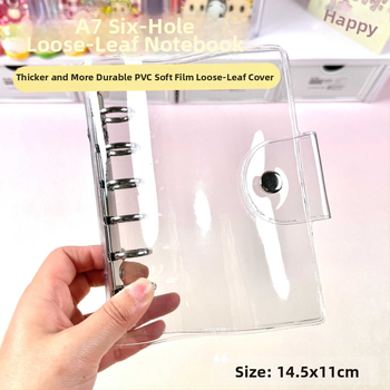 Korica za listove s PVC kućištem, mekani kožni izgled i prozirni zaštitni preklop; 6 rupa, prilagodljivo