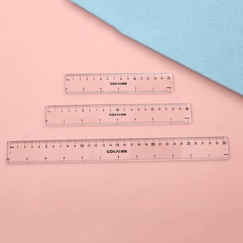 Koga A-1330 Διαφανής ακρυλικός χάρακας με διπλής όψης εκτύπωση, κλίμακες σε ίντσες και εκατοστά, εκπαιδευτικός και σχεδιαστικός