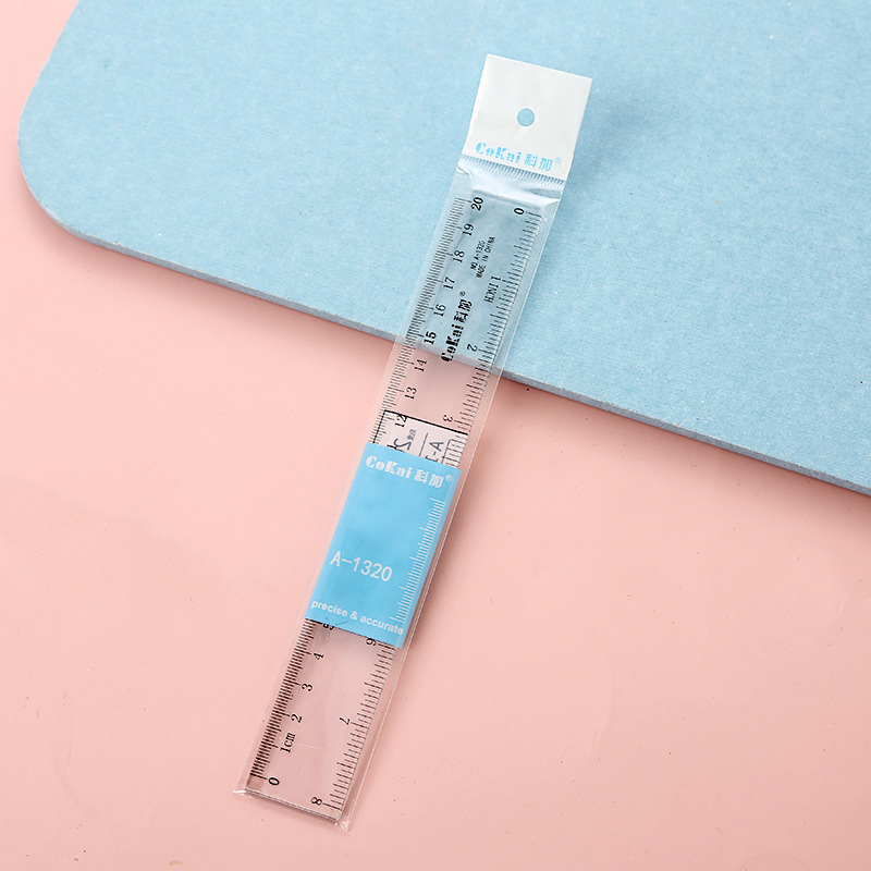 Koga A-1330 Διαφανής ακρυλικός χάρακας με διπλής όψης εκτύπωση, κλίμακες σε ίντσες και εκατοστά, εκπαιδευτικός και σχεδιαστικός