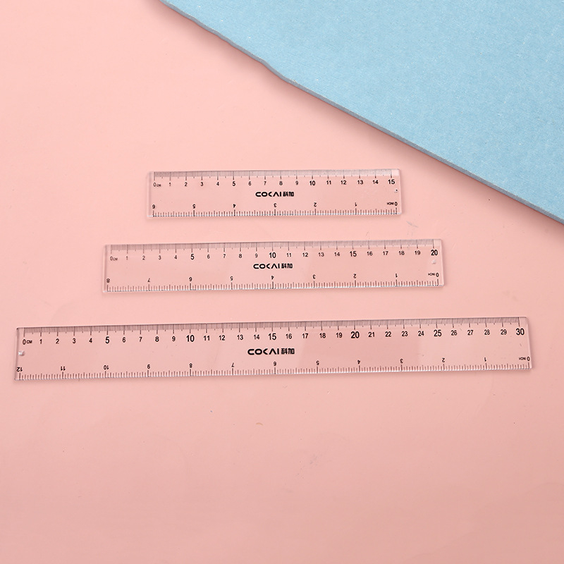 Koga A-1330 Διαφανής ακρυλικός χάρακας με διπλής όψης εκτύπωση, κλίμακες σε ίντσες και εκατοστά, εκπαιδευτικός και σχεδιαστικός