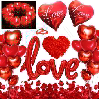Szív alakú alumíniumfóliás dekorációs lufi készlet Valentin-napra, kínai Valentin-napra és esküvőkre