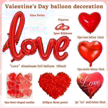Szív alakú alumíniumfóliás dekorációs lufi készlet Valentin-napra, kínai Valentin-napra és esküvőkre
