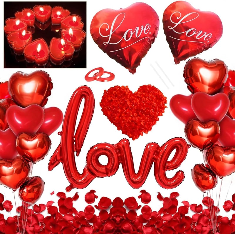 Szív alakú alumíniumfóliás dekorációs lufi készlet Valentin-napra, kínai Valentin-napra és esküvőkre