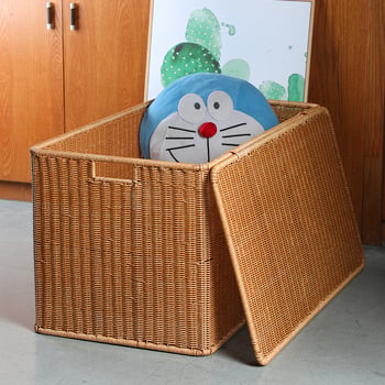 Kutija za pohranu s imitacijom ratana za dnevni boravak, prijenosna, zapremina 10–20 L, skandinavski stil