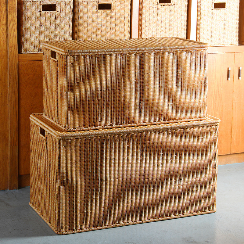 Kutija za pohranu s imitacijom ratana za dnevni boravak, prijenosna, zapremina 10–20 L, skandinavski stil