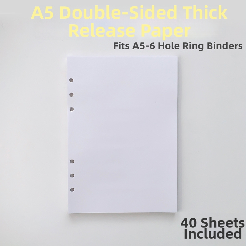 Refil bilježnice s unutarnjim stranicama od Release Paper, 40 listova, kompatibilan s rupicama 4/5/6, prilagodljiv, logotip otisnut