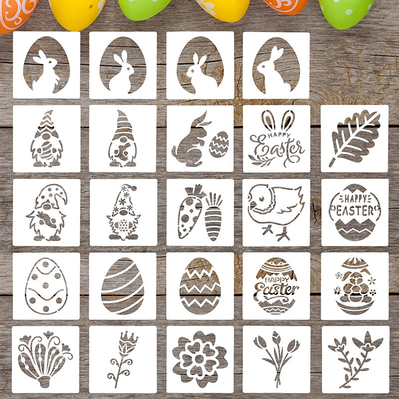 Șablon de pictură pentru iepuraș de Paște, material PET, destinat șabloanelor de pictură și decorării mobilierului, marca Other