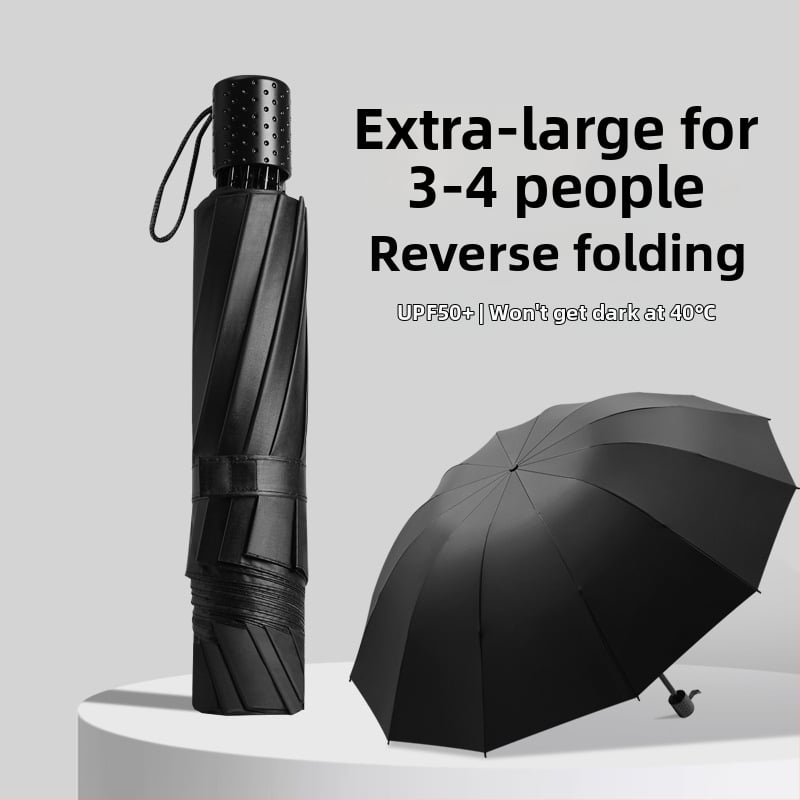 Χειροκίνητη πτυσσόμενη ομπρέλα με 12 μεταλλικές ράβδες, UPF 40+ προστασία, διπλής χρήσης για ήλιο και βροχή, εκτύπωση λογότυπου