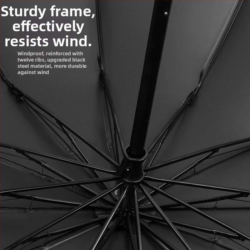 Χειροκίνητη πτυσσόμενη ομπρέλα με 12 μεταλλικές ράβδες, UPF 40+ προστασία, διπλής χρήσης για ήλιο και βροχή, εκτύπωση λογότυπου