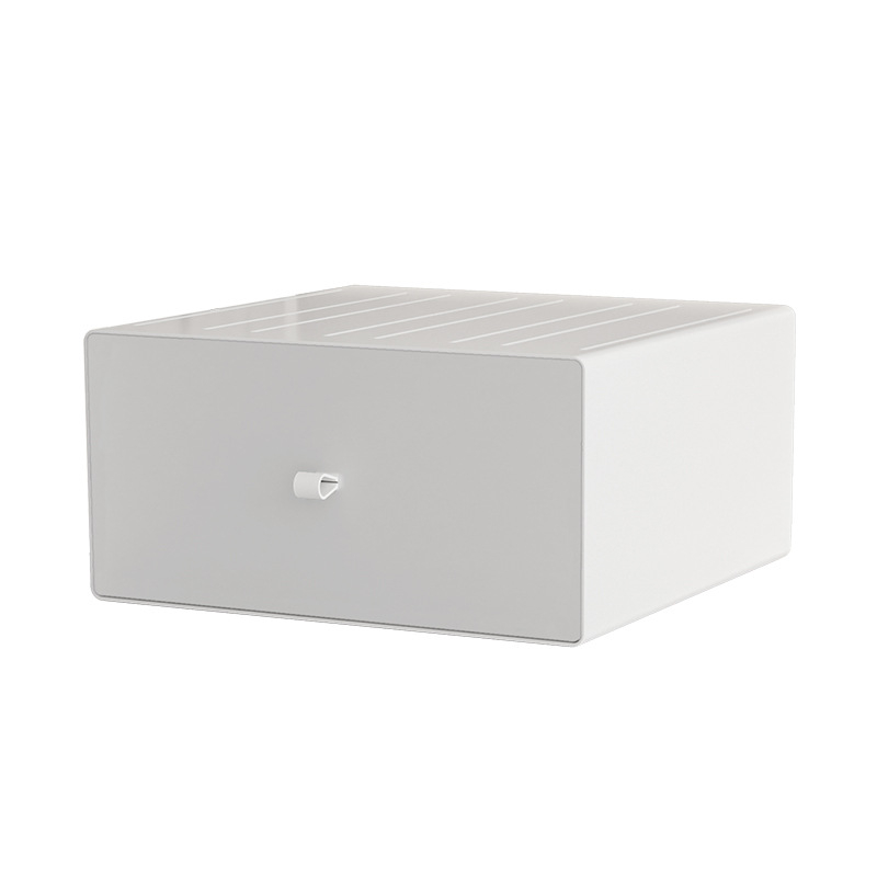 Cutie de depozitare pentru birou din plastic PS, model 8875, cu mâner, poate fi stivuită, deschidere prin tragere