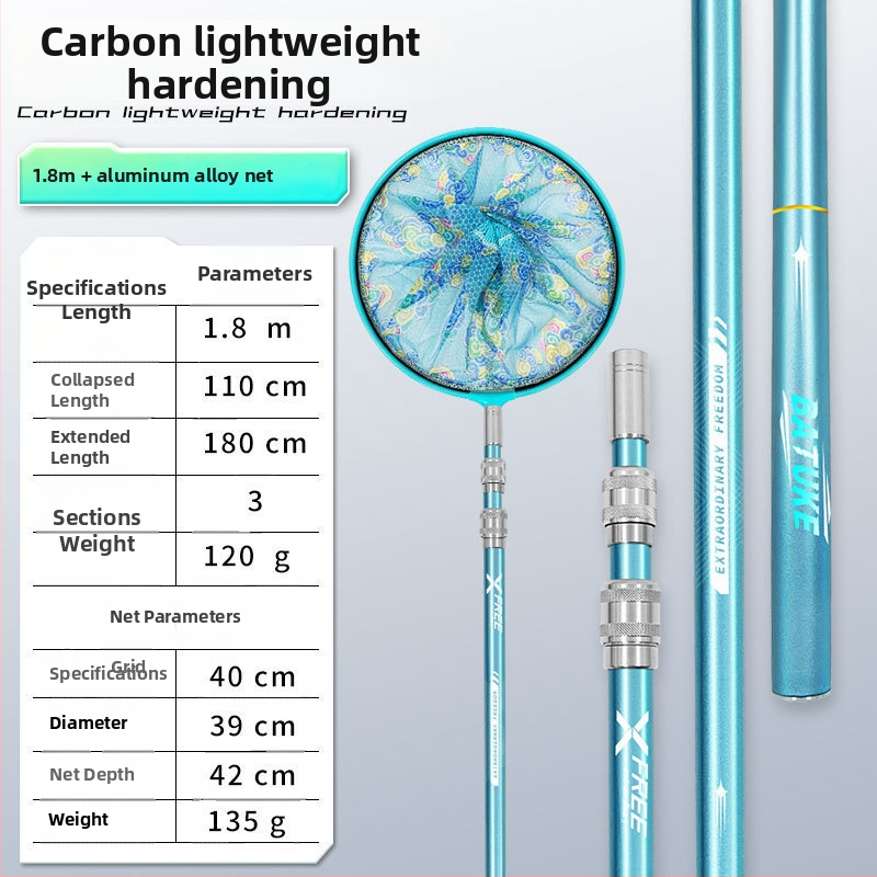 Teleskopická karbónová tyč na sieť na ryby