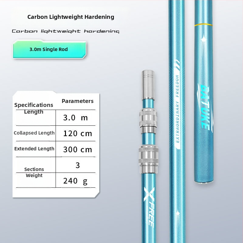 Teleskopická karbónová tyč na sieť na ryby