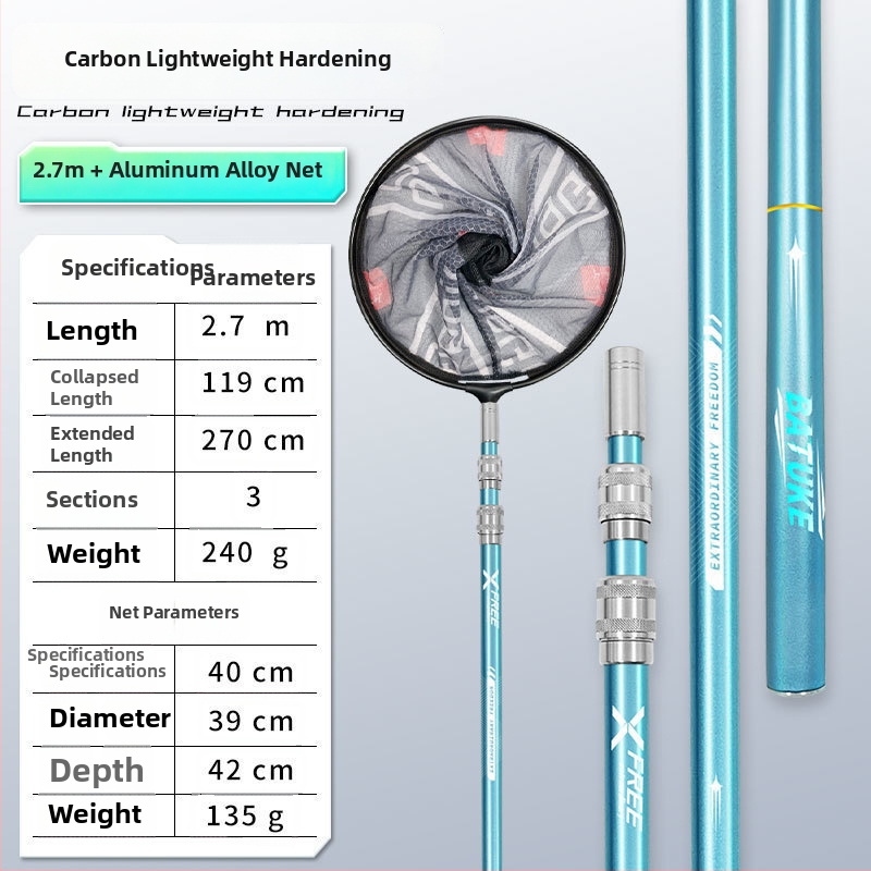 Teleskopická karbónová tyč na sieť na ryby