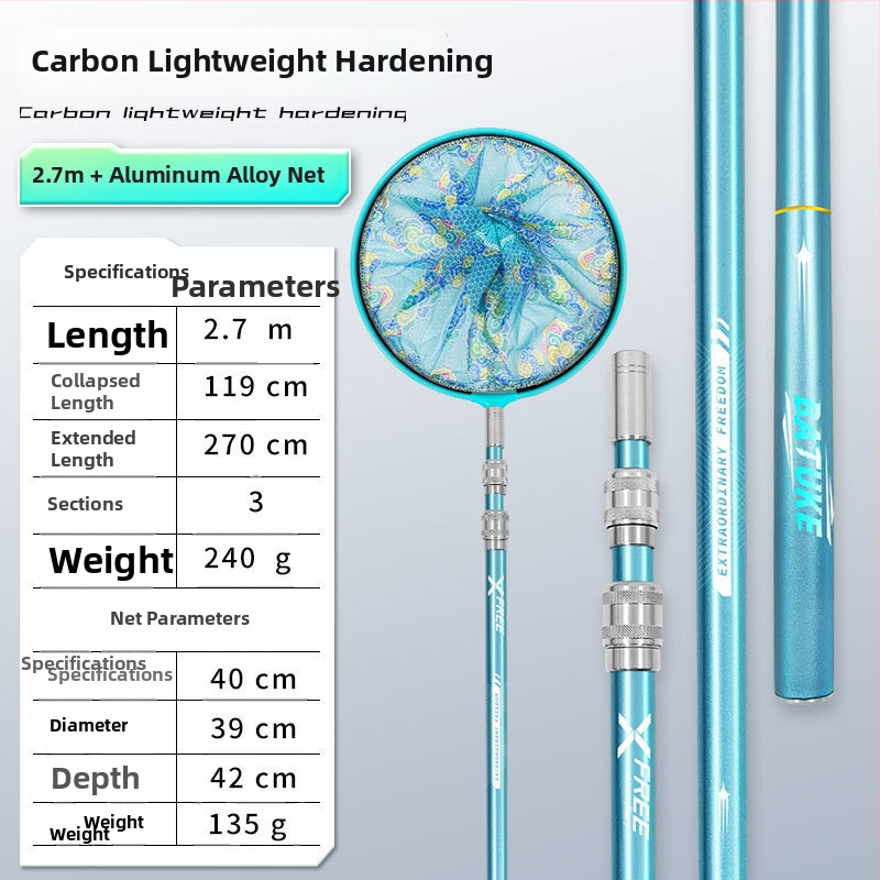Teleskopická karbónová tyč na sieť na ryby
