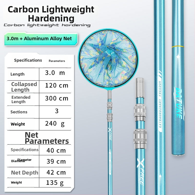 Teleskopická karbónová tyč na sieť na ryby