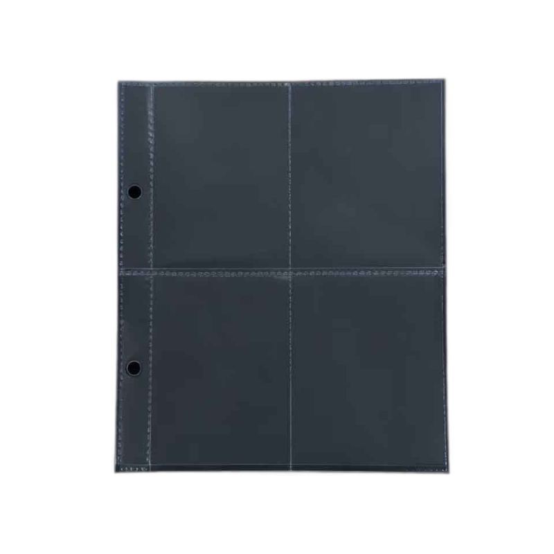 Pagini interioare transparente pentru mini-album de cărți poștale – aranjament cu grile 1/2/4, material PP, 1 foaie, găuri personalizabile și posibilitatea imprimării siglei