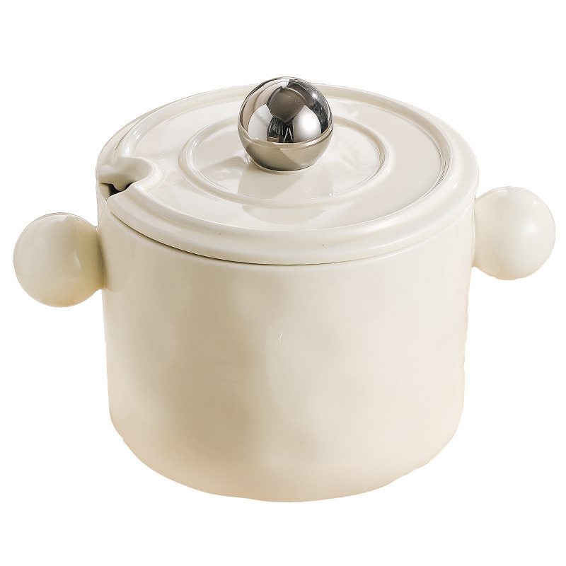 Vas ceramic pentru condimente cu sigiliu | Capacitate mare, rezistent la temperaturi înalte, pentru condimente lichide (ulei de chili, sare, ulei de carne)