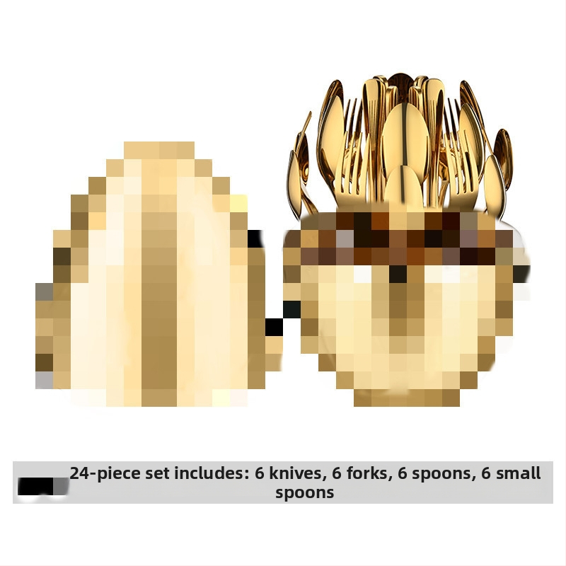 Ruibo 410 ανοξείδωτο ατσάλι, σετ μαχαιροπήρουνα 24 τεμαχίων με μαχαίρι, πιρούνι, κουτάλι και ξυλάκια, σε κουτί δώρου, φινίρισμα καθρεπτιζόμενο, προσαρμογή διαθέσιμη