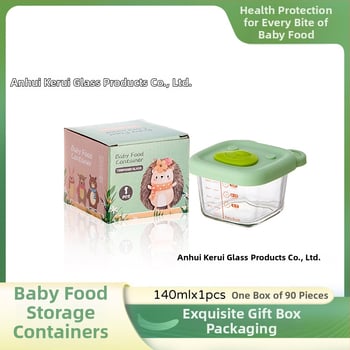 Βρεφικό γυάλινο μπολ φαγητού — γλυκό στυλ, ελαφρύς πολυτελής ρετρό (Υλικό: Γυαλί; Ηλικία: >3 μηνών; Αριθμός/κουτί: 90)