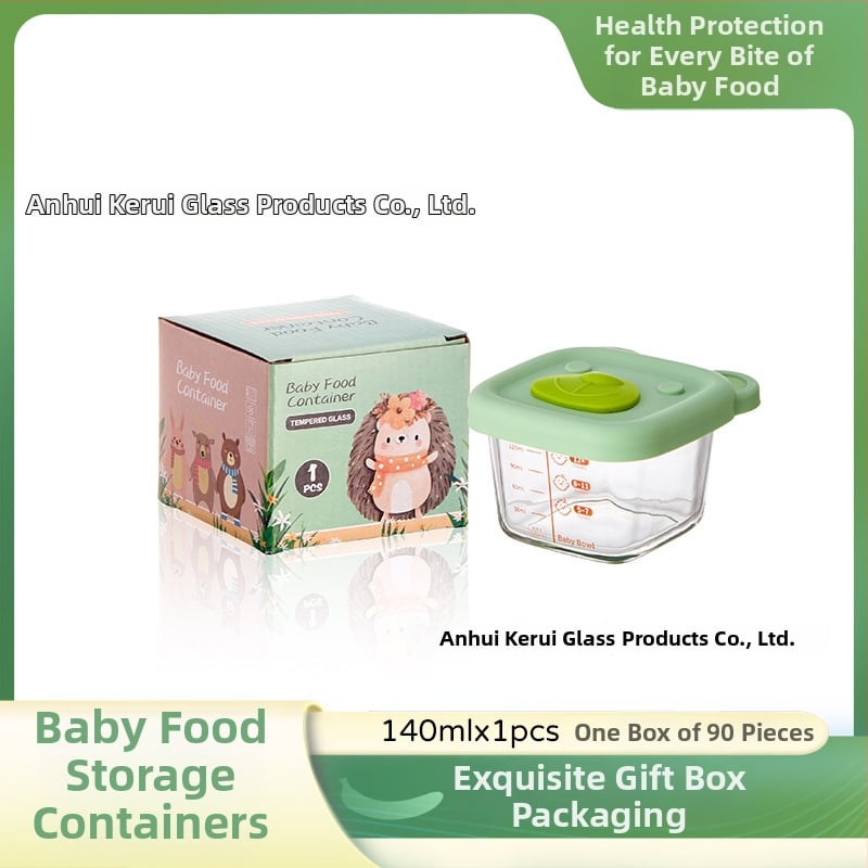 Βρεφικό γυάλινο μπολ φαγητού — γλυκό στυλ, ελαφρύς πολυτελής ρετρό (Υλικό: Γυαλί; Ηλικία: >3 μηνών; Αριθμός/κουτί: 90)