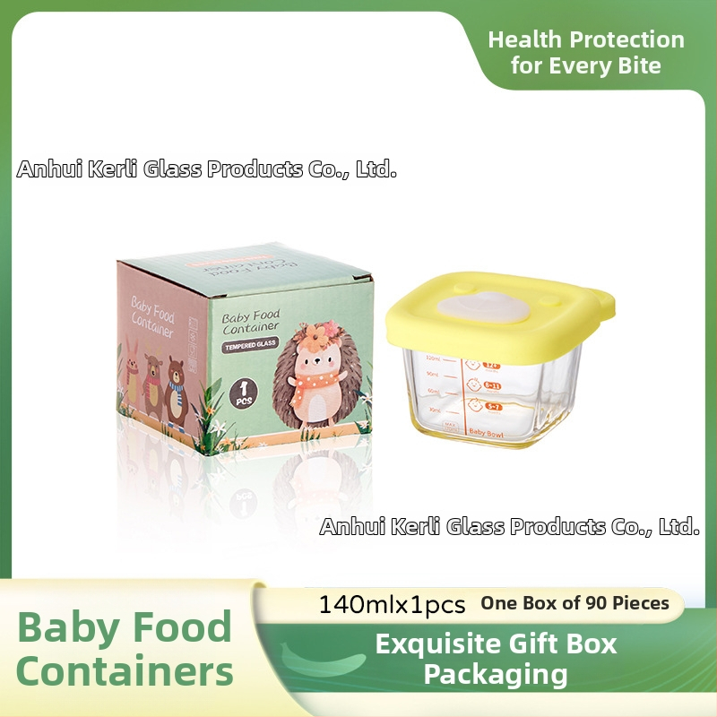 Βρεφικό γυάλινο μπολ φαγητού — γλυκό στυλ, ελαφρύς πολυτελής ρετρό (Υλικό: Γυαλί; Ηλικία: >3 μηνών; Αριθμός/κουτί: 90)