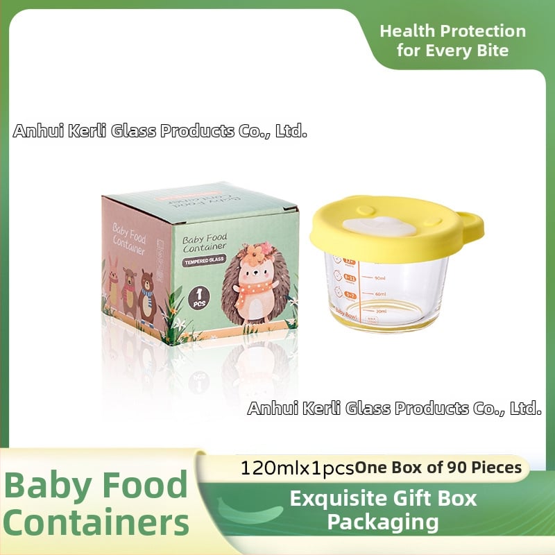 Βρεφικό γυάλινο μπολ φαγητού — γλυκό στυλ, ελαφρύς πολυτελής ρετρό (Υλικό: Γυαλί; Ηλικία: >3 μηνών; Αριθμός/κουτί: 90)