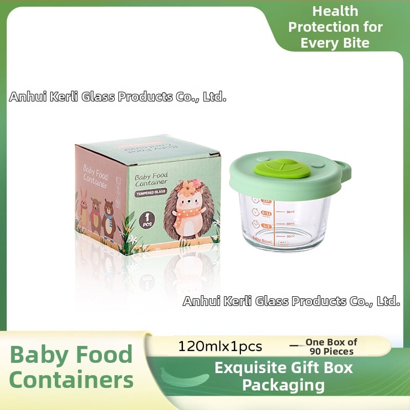 Βρεφικό γυάλινο μπολ φαγητού — γλυκό στυλ, ελαφρύς πολυτελής ρετρό (Υλικό: Γυαλί; Ηλικία: >3 μηνών; Αριθμός/κουτί: 90)