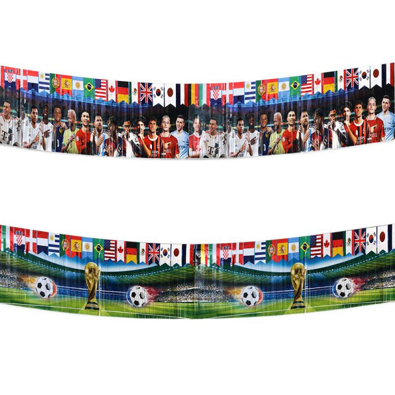 A világbajnokság 2026 – zászlófüzér futball témájú rendezvényekhez, PET anyag