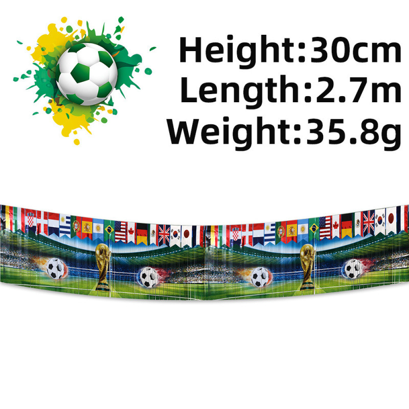 A világbajnokság 2026 – zászlófüzér futball témájú rendezvényekhez, PET anyag