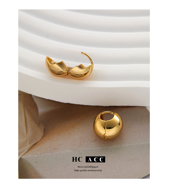 Обеци от мед с геометричен модел, електроплатирани, артистично ретро стил, CLUB TWENTY