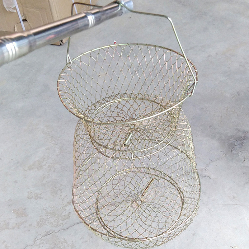 Cușcă de pește pliabil din oțel inoxidabil cu suport pentru pește și raci