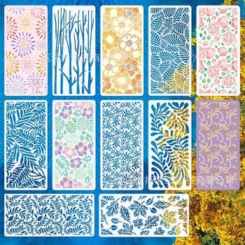 Șablon de desen pe placă PET cu frunze goale, pentru pictură cu flori și plante, Deepen, material ecologic