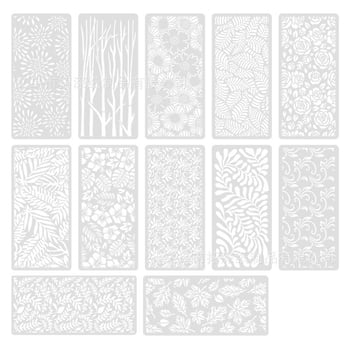 Șablon de desen pe placă PET cu frunze goale, pentru pictură cu flori și plante, Deepen, material ecologic