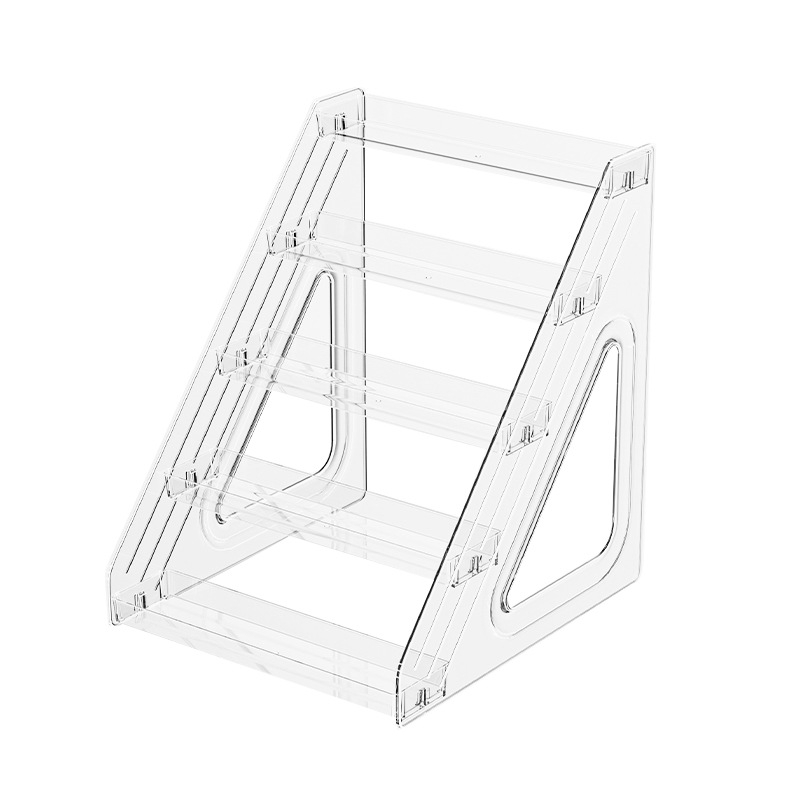 Kozmetikai kiállító állvány, átlátszó PET asztali rendező bőrápoláshoz, parfümhöz és maszkokhoz, modern minimál stílus, snap-on zár, 2025-ben debütált