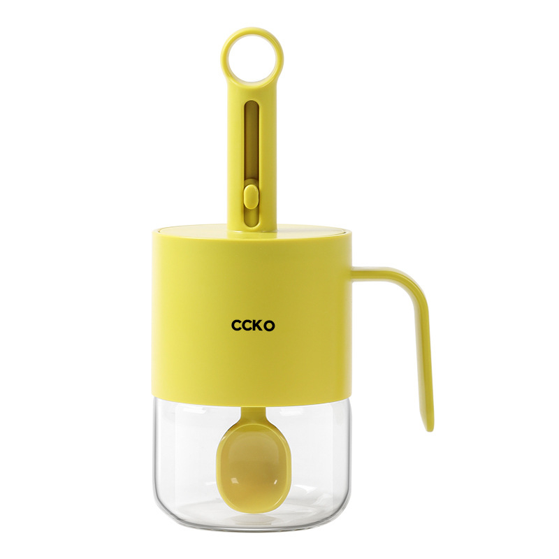 CCKO Sticluță ceramică pentru condimente solide, cu spațiu pentru lingură și compartiment de depozitare, etanșă