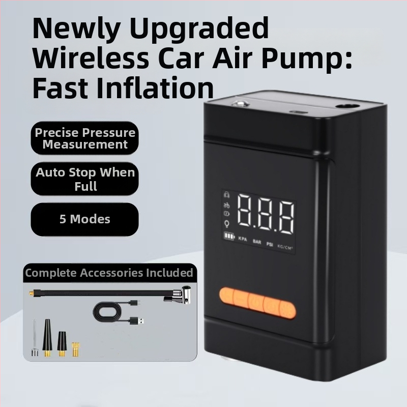 Φορητή αντλία αέρα αυτοκινήτου, ασύρματη με ψηφιακή οθόνη, επαναφορτιζόμενη 12V, 60 L/min